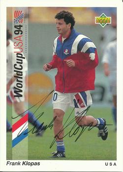 1993 Upper Deck World Cup Preview (English/Spanish) - USA Autographed Factory #27 Frank Klopas Front