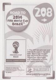 2013 Panini Road to 2014 FIFA World Cup Brazil Stickers #208 Marcelo Estigarribia Back