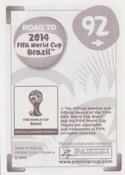 2013 Panini Road to 2014 FIFA World Cup Brazil Stickers #92 Mathieu Debuchy Back