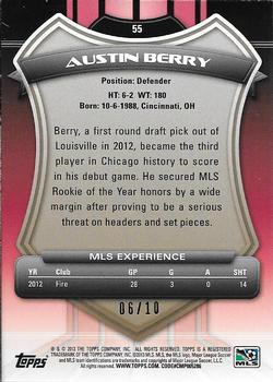 2013 Topps MLS - Black #55 Austin Berry Back