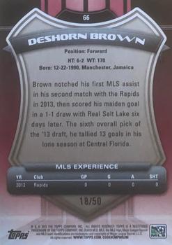2013 Topps MLS - Blue #66 Deshorn Brown Back