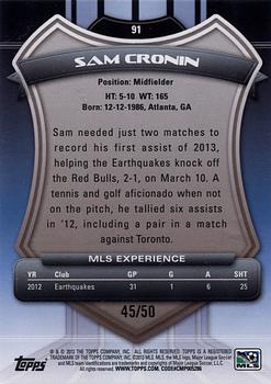 2013 Topps MLS - Blue #91 Sam Cronin Back