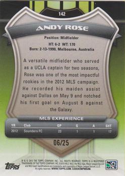 2013 Topps MLS - Gold #142 Andy Rose Back