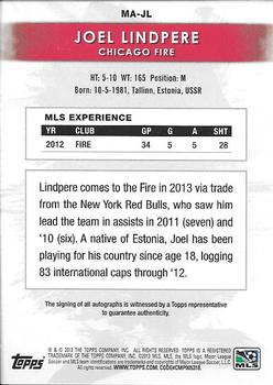 2013 Topps MLS - Maestros Autographs #MA-JL Joel Lindpere Back