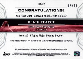 2013 Topps MLS - Relics Blue #KIT-HP Heath Pearce Back