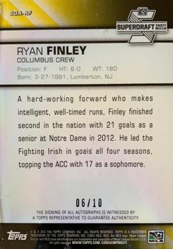 2013 Topps MLS - Super Draft Autographs Black #SDA-RF Ryan Finley Back