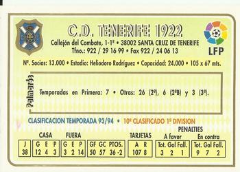 1994-95 Mundicromo Sport Las Fichas de La Liga #165 Team Card Back