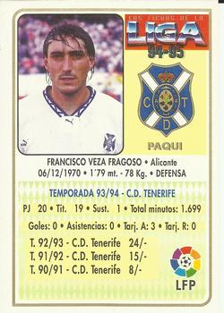 1994-95 Mundicromo Sport Las Fichas de La Liga #170 Paqui Back