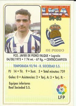 1994-95 Mundicromo Sport Las Fichas de La Liga #195 De Pedro Back