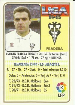 1994-95 Mundicromo Sport Las Fichas de La Liga #223 Fradera Back