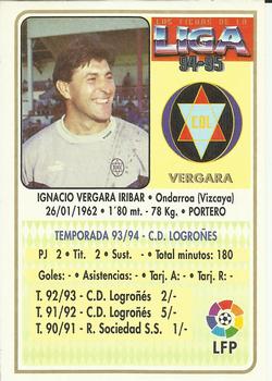 1994-95 Mundicromo Sport Las Fichas de La Liga #275 Vergara Back