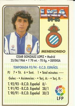 1994-95 Mundicromo Sport Las Fichas de La Liga #314 Mendiondo Back