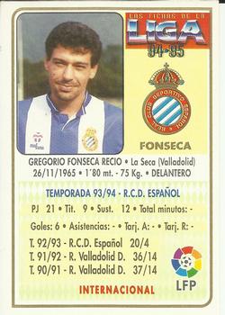 1994-95 Mundicromo Sport Las Fichas de La Liga #325 Fonseca Back