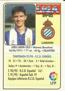 1994-95 Mundicromo Sport Las Fichas de La Liga #326 Lardin Back