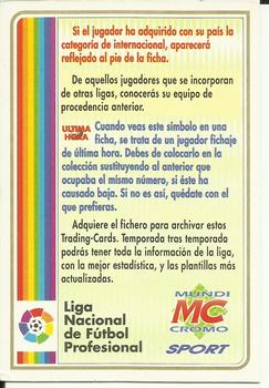 1994-95 Mundicromo Sport Las Fichas de La Liga #2 L.F.P. Key card Back
