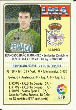 1994-95 Mundicromo Sport Las Fichas de La Liga #22 Liaño Back