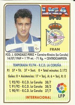 1994-95 Mundicromo Sport Las Fichas de La Liga #30 Fran Back
