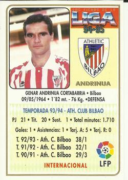 1994-95 Mundicromo Sport Las Fichas de La Liga #79 Andrinua Back