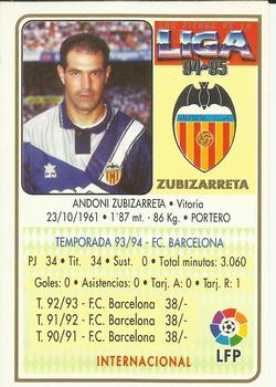 1994-95 Mundicromo Sport Las Fichas de La Liga #112 Zubizarreta Back