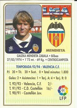 1994-95 Mundicromo Sport Las Fichas de La Liga #123 Mendieta Back