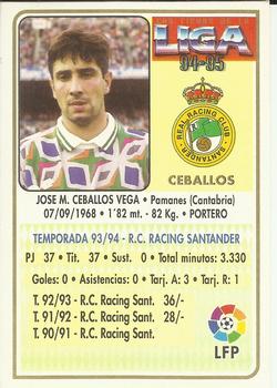 1994-95 Mundicromo Sport Las Fichas de La Liga #130 Ceballos Back