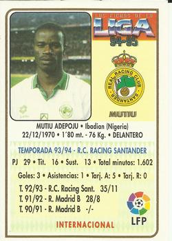 1994-95 Mundicromo Sport Las Fichas de La Liga #142 Mutiu Back