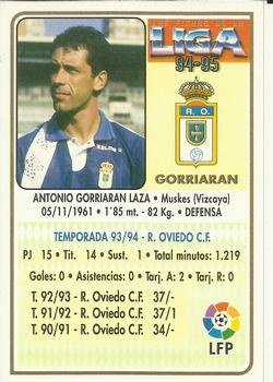 1994-95 Mundicromo Sport Las Fichas de La Liga #155 Gorriaran Back