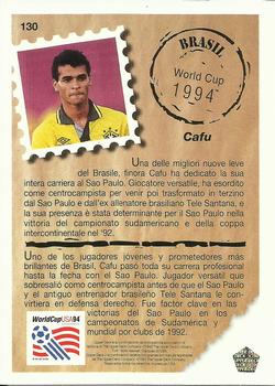 1993 Upper Deck World Cup Preview (Spanish/Italian) #130 Cafu Back