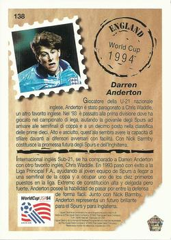 1993 Upper Deck World Cup Preview (Spanish/Italian) #138 Darren Anderton Back