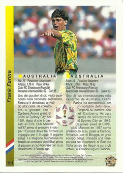 1993 Upper Deck World Cup Preview (Spanish/Italian) #151 Frank Farina Back
