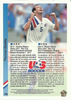 1993 Upper Deck World Cup Preview (Spanish/Italian) #165 Thomas Dooley Back
