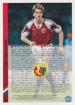 1993 Upper Deck World Cup Preview (English/German) #21 Jan Age Fjørtoft Back