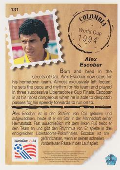 1993 Upper Deck World Cup Preview (English/German) #131 Alex Escobar Back
