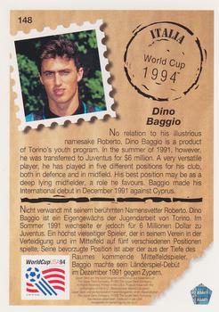 1993 Upper Deck World Cup Preview (English/German) #148 Dino Baggio Back