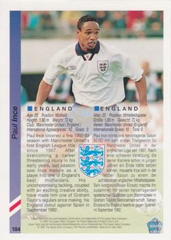 1993 Upper Deck World Cup Preview (English/German) #184 Paul Ince Back