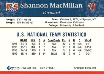 1999 Roox US Women's National Team #910235T Shannon MacMillan Back