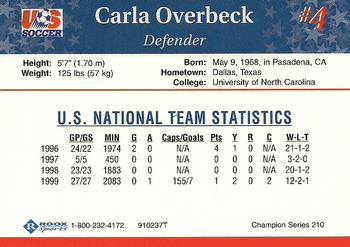 1999 Roox US Women's National Team #910237T Carla Overbeck Back