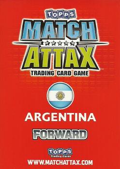 2010 Topps Match Attax England 2010 #NNO Sergio Aguero Back