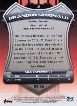 2013 Topps MLS - Purple #24 Brandon McDonald Back