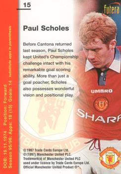 1997 Futera Manchester United #15 Paul Scholes Back