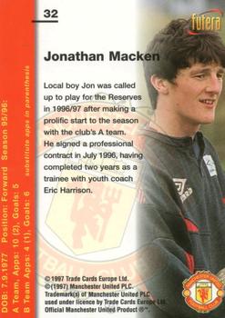 1997 Futera Manchester United #32 Jonathon Macken Back