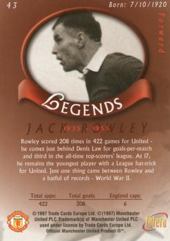 1997 Futera Manchester United #43 Jack Rowley Back
