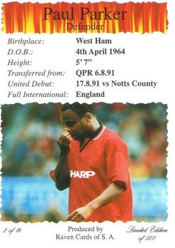 2000-01 Raven Cards Manchester United Red Devils #2 Paul Parker Back