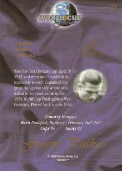 1998 Futera World Cup Greats Platinum #37 Ferenc Puskas Back