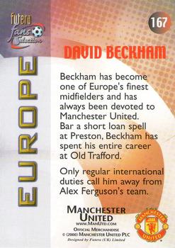 2000 Futera Fans Selection Manchester United #167 David Beckham Back
