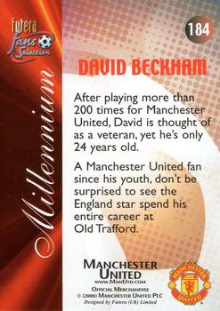 2000 Futera Fans Selection Manchester United #184 David Beckham Back