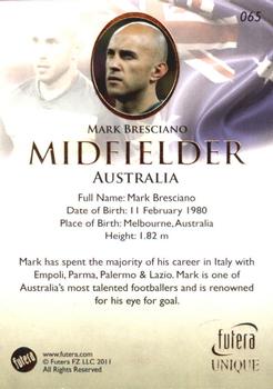 2011 Futera UNIQUE World Football #065 Mark Bresciano Back