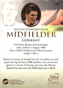 2011 Futera UNIQUE World Football #109 Bastian Schweinsteiger Back