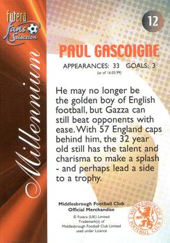 2000 Futera Fans Selection Middlesborough - Foil #12 Paul Gascoigne Back