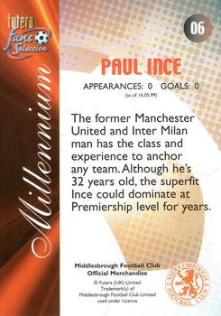 2000 Futera Fans Selection Middlesborough - Foil #6 Paul Ince Back